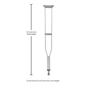 Underarm Crutches McKesson Tall Adult 5 Foot 10 Inch to 6 Foot 6 Inch User Height Aluminum Frame 350 lbs. Weight Capacity